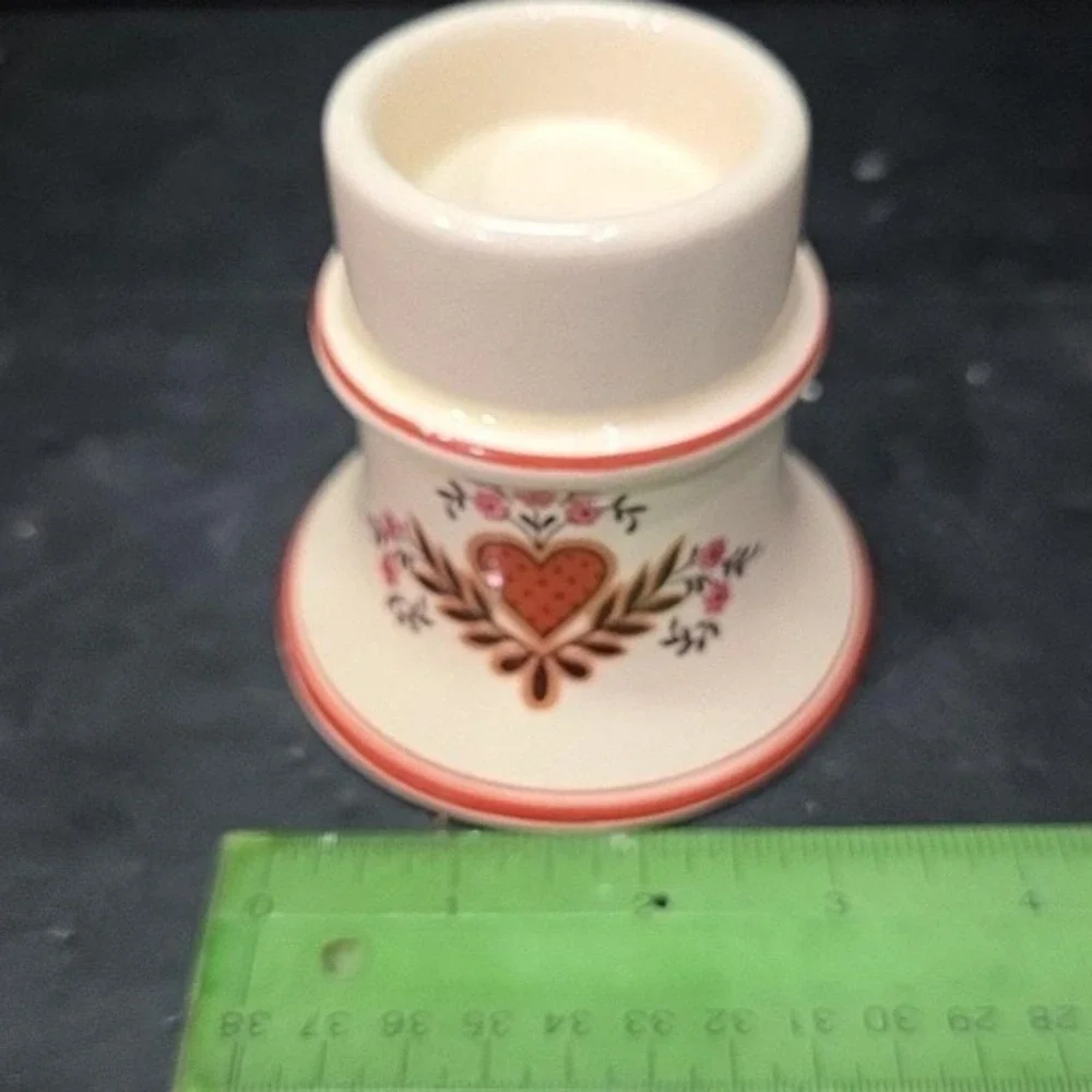Pennsylvania Dutch Folk Art Candleholder, Vintage Hearts & Flowers Design Holder